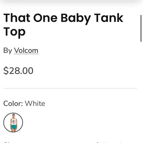 VOLCOM LADIES TANK THAT ONE BABY SIZE SMALL 100% cotton NWT - Picture 3 of 4